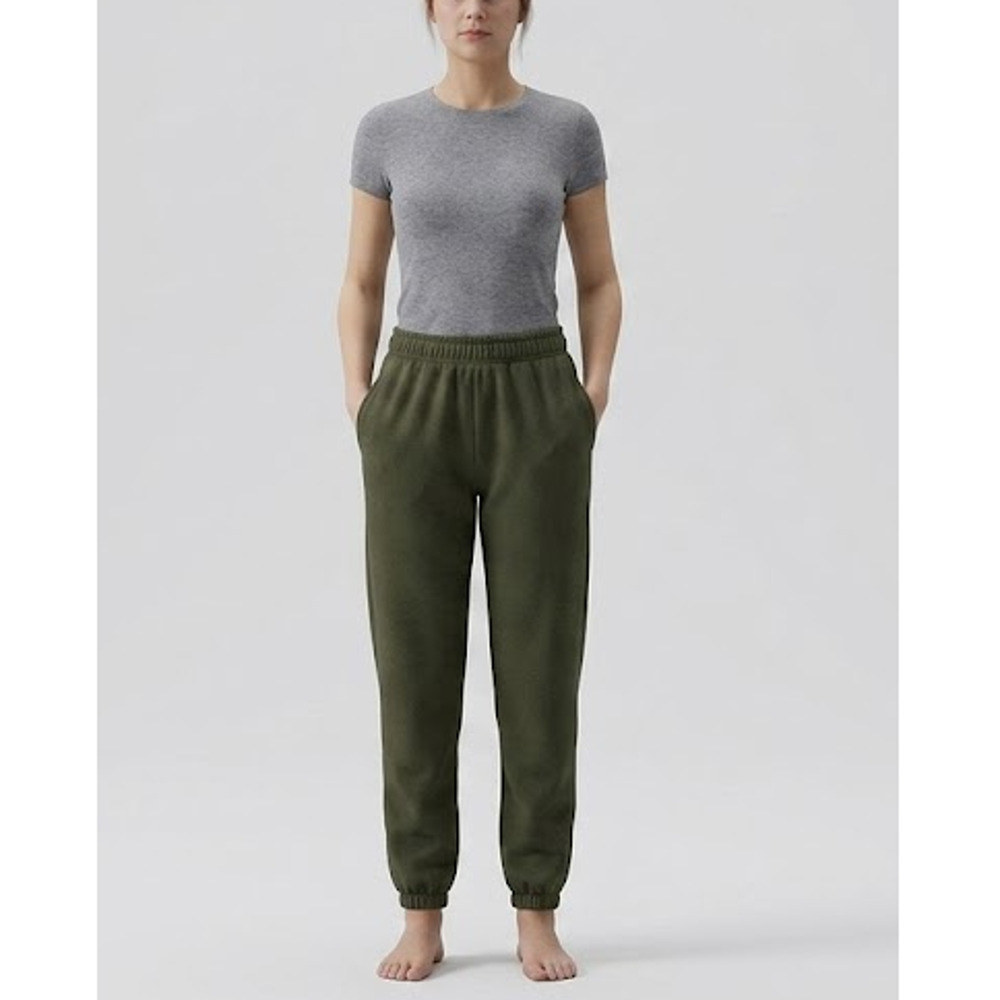 New NAKED WARDROBE Olive Green French Terry Joggers Size Small Loungewear